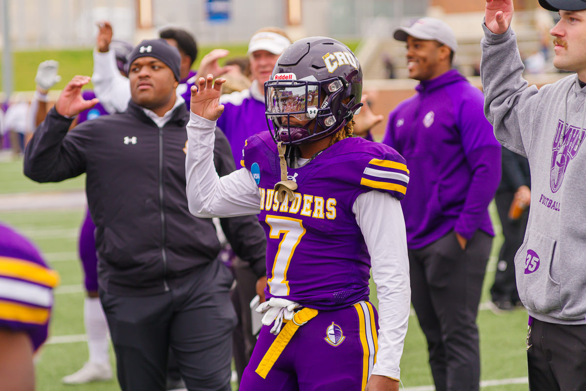 In his final game at Crusader Stadium, KJ Miller tallied 144 receiving yards and 1 touchdown, breaking the 100-yard receiving mark in a game for the fifth time in 2022. An outstanding performance indeed. #d3fb #gocru 
📸: <a href="/russellmarwitz/">Russell Marwitz</a>