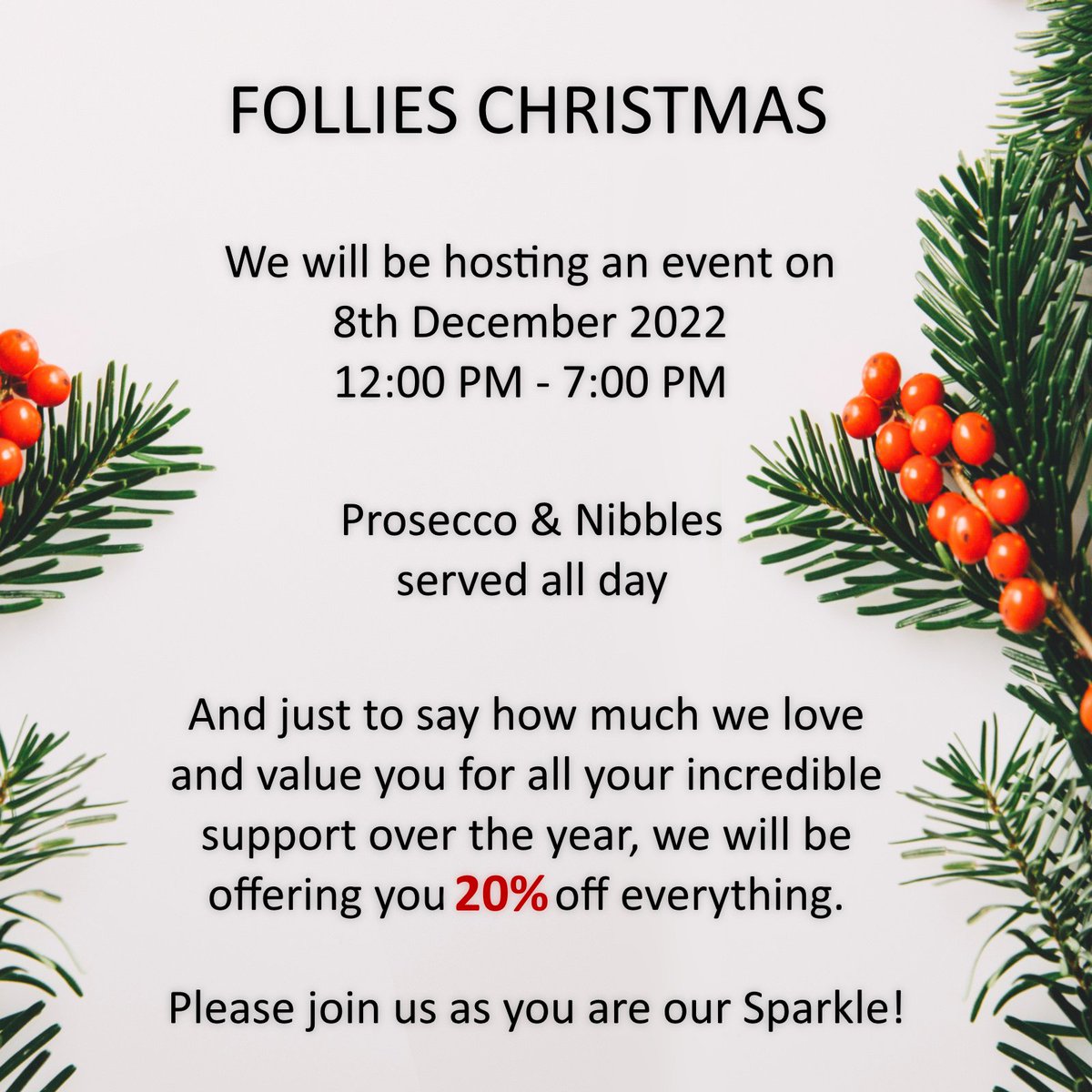 folliesoftarp's tweet photo. Follies Christmas Get Together 8th December!

https://t.co/BuWf3tybp0 #tarporley #sale #clothes #fashion #shopindependent #shoplocal #Xmas #Christmas https://t.co/E2TDjw6waS