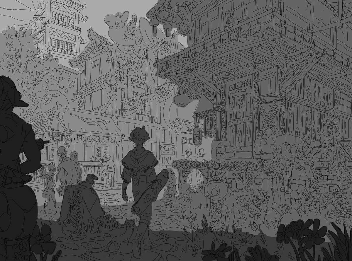 moyosa_'s tweet photo. Walk in Marama city #conceptart #environment #environmentdesign #characterdesign #procreate #digitalart #lineart #background #city #citydesign #fantasy #oc https://t.co/uQYgTB3V7p