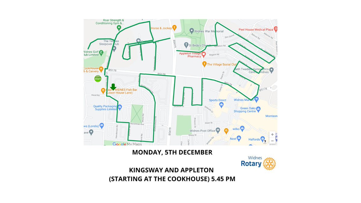 Tomorrow🎅Santa leaves the Cookhouse 5.45 going anti-clockwise on the map. All routes subject to change on the night. Follow us by downloading the Sleigh Tracker app (please bear with it as it can be a little temperamental) &amp; please support our community collection THANK YOU!😃