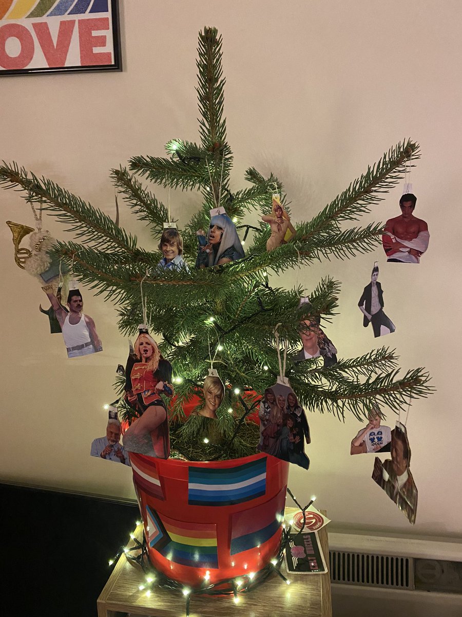 holdenton's tweet photo. the LGBTree filled with queer icons 🎄 https://t.co/1k2lJpsVI3