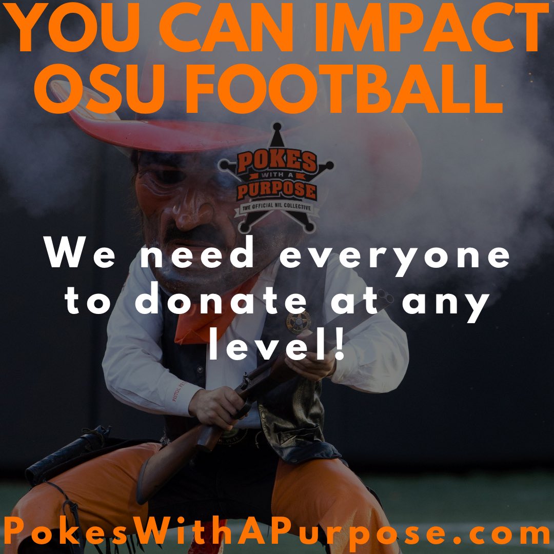 PokesPurpose's tweet photo. YOU can impact OSU football!🤠

Donate at any level and you can call yourself a part of the fight for NIL at Oklahoma State!🤠

https://t.co/jq4I0D55s1 https://t.co/mR1rWEEaKi