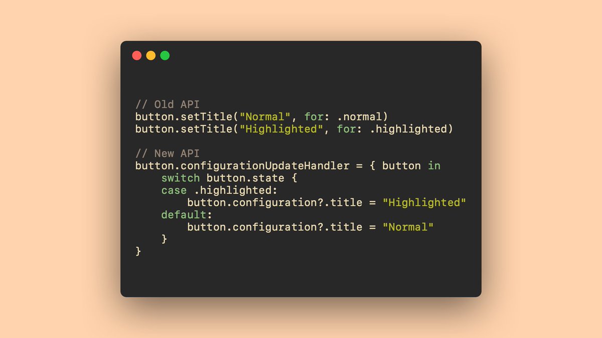 sarunw's tweet image. In iOS 15, we got a brand new UIButton.Configuration API.
- How can we replace the old API with the new one?
- Can it working together?

sarunw.com/posts/dynamic-…