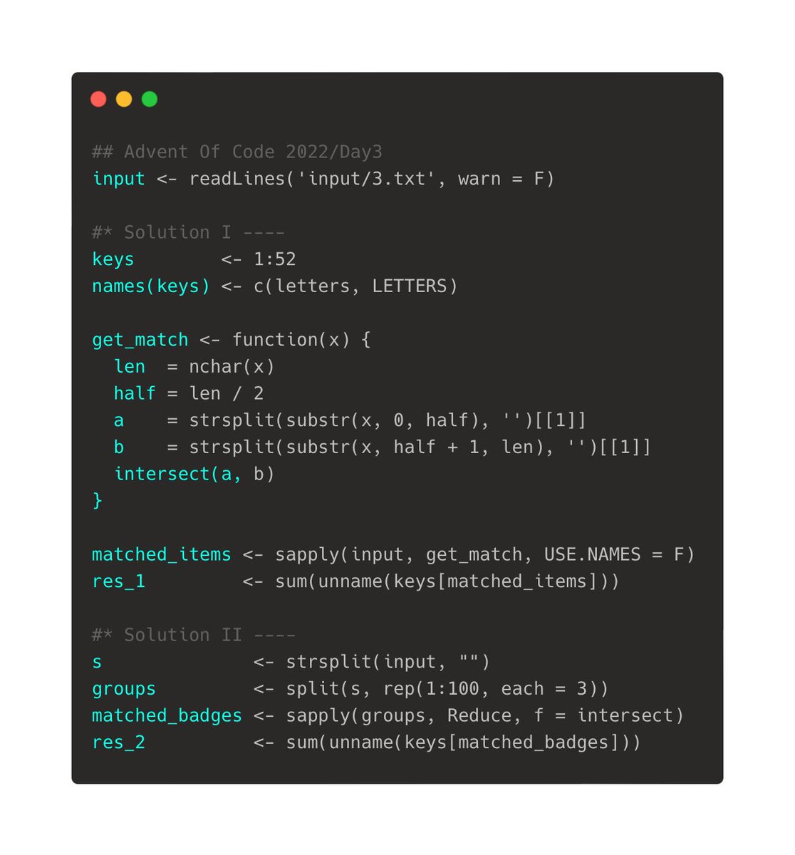 yunessbahi's tweet photo. #AdventOfCode  day3 with base R.
Can be shortened but tried to make the code more readable.
#Rstats https://t.co/U7QSN2HUAR
