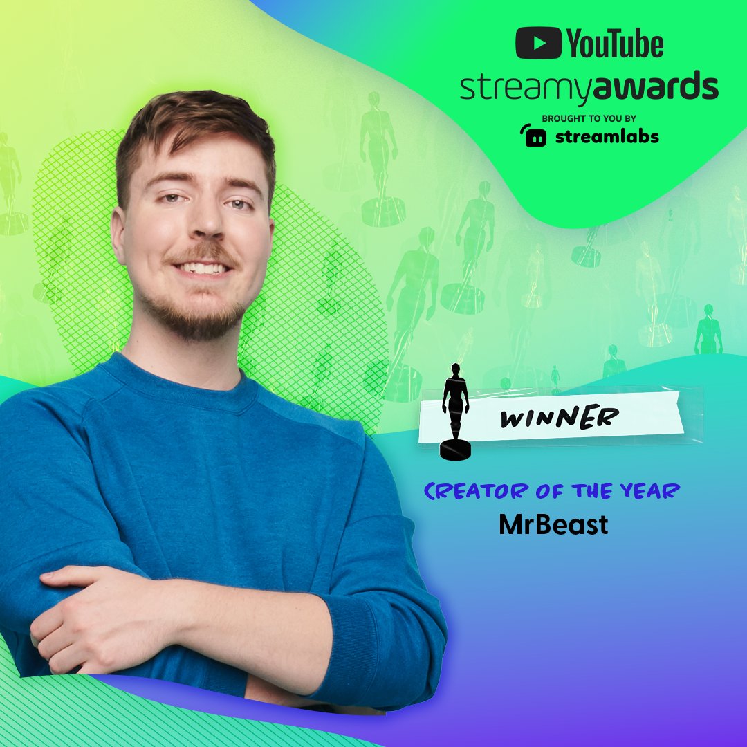 For the third consecutive year, @mrbeast is your #streamys 🏆✨ CREATOR OF THE YEAR ✨🏆