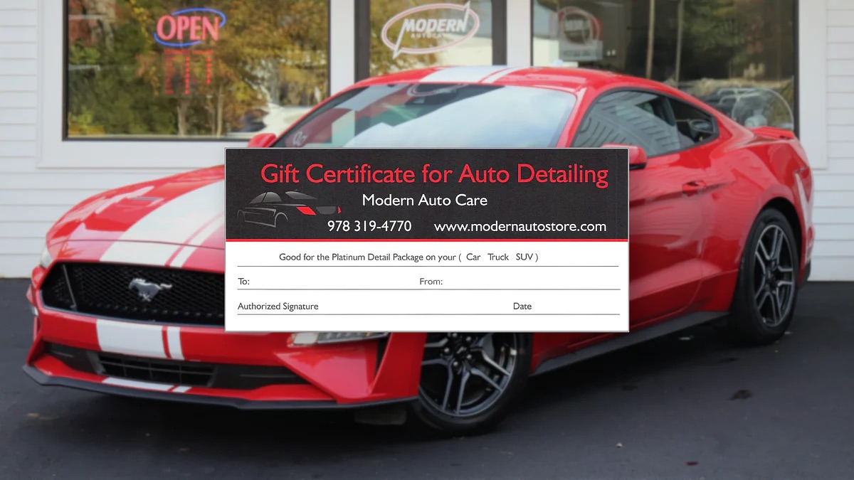Gift certificates available for auto detailing available now.