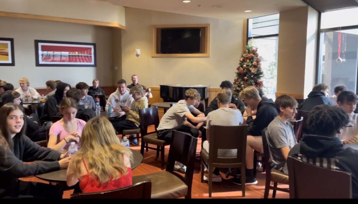 Coachcloser's tweet photo. What a weekend. 12 hours on a bus, a snow storm, 9 High school games.  1 great talent show. The varsity was able to catch a @CMUMavsMBB game and 2 players named to the all tournament team. Thank you Grand Junction! https://t.co/NeIEpodZsk