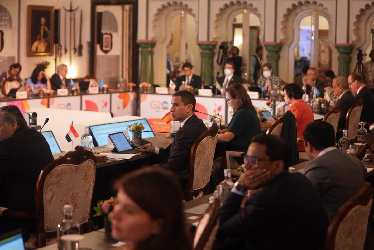 g20org's tweet photo. The first #G20 Sherpa Meeting under India’s Presidency is currently underway, beginning with an overview of our issue notes &amp; priorities by 🇮🇳 Sherpa @amitabhk87. 

Negotiations at Sherpa-level meetings eventually form the basis of the Leaders’ Declaration. #G20India https://t.co/PZjhhu9rJb