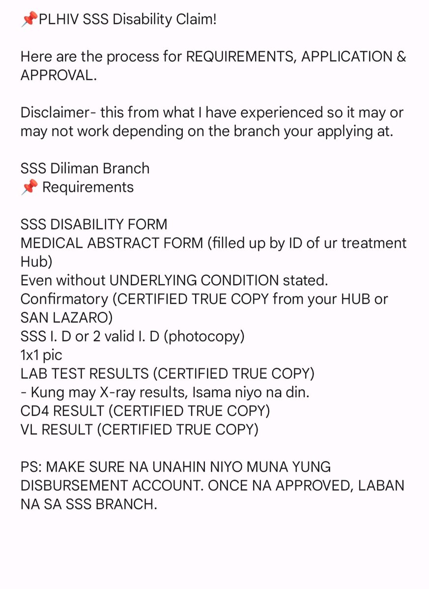 iamALEXISRON's tweet photo. Requirements for SSS DISABILITY CLAIM. TAKE TIME TO READ po. If you have some clarifications, my DM is always open. ☺️ https://t.co/zxiDDY6WPK