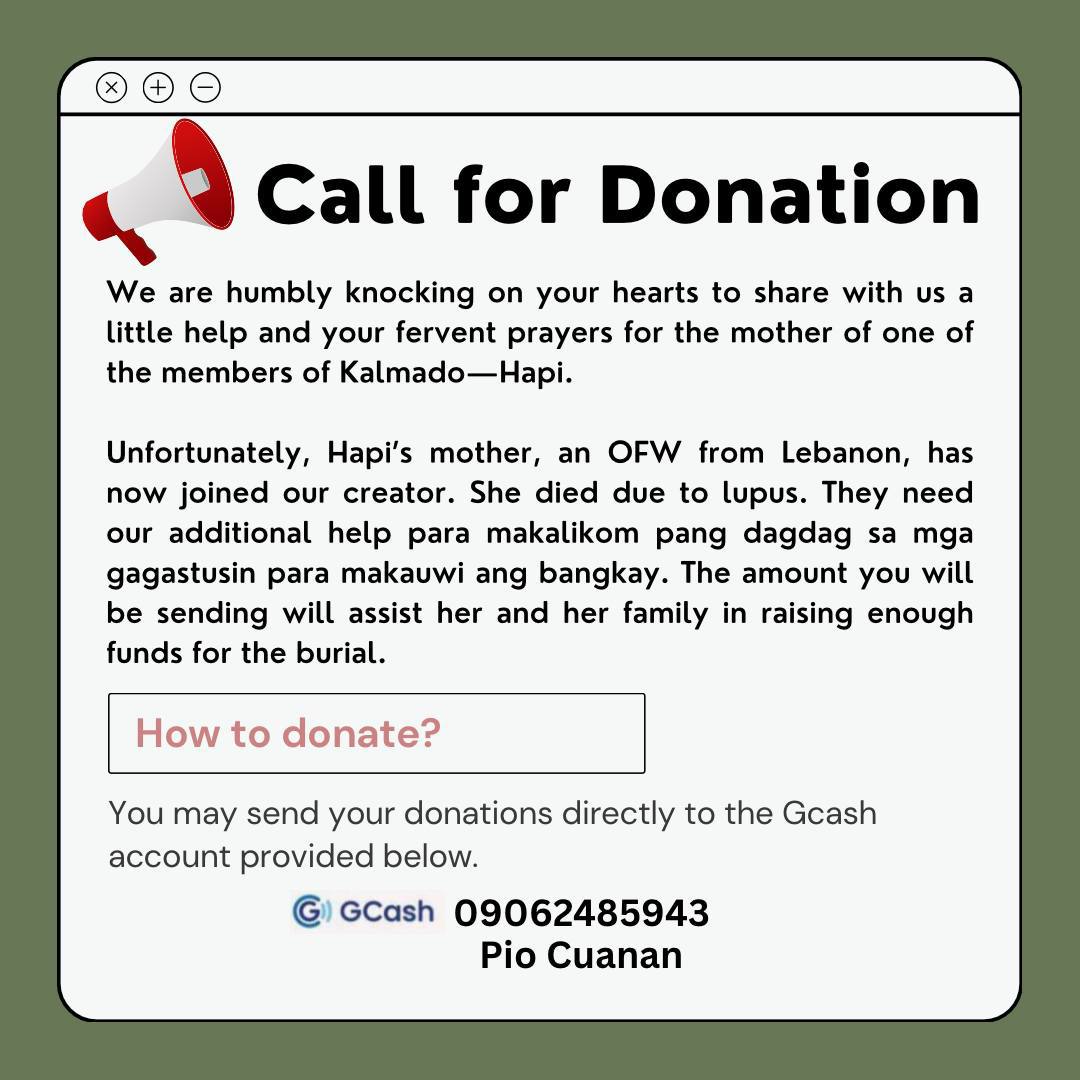 kalmadofam's tweet photo. ‼️ RT TO SPREAD ‼️

We humbly ask for your time and attention to help us spread this tweet by retweeting. We are helping out our KF member @HannahFhayeee to raise funds for her mother. Anything is much appreciated ✨ thank youuu ~

There's no act of kindness is too small. https://t.co/xx71hmw9j2