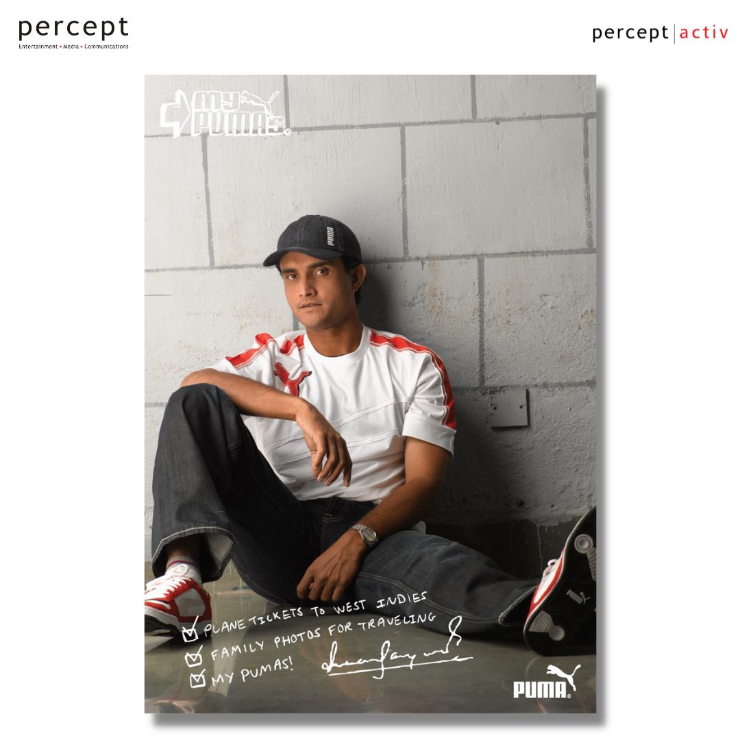 PerceptEMC's tweet photo. #Throwback to a stylish ad campaign activation by Percept Activ for renowned brand PUMA with cricketer Sourav Ganguly.
#percept #perceptActiv https://t.co/lkEGplAKux
