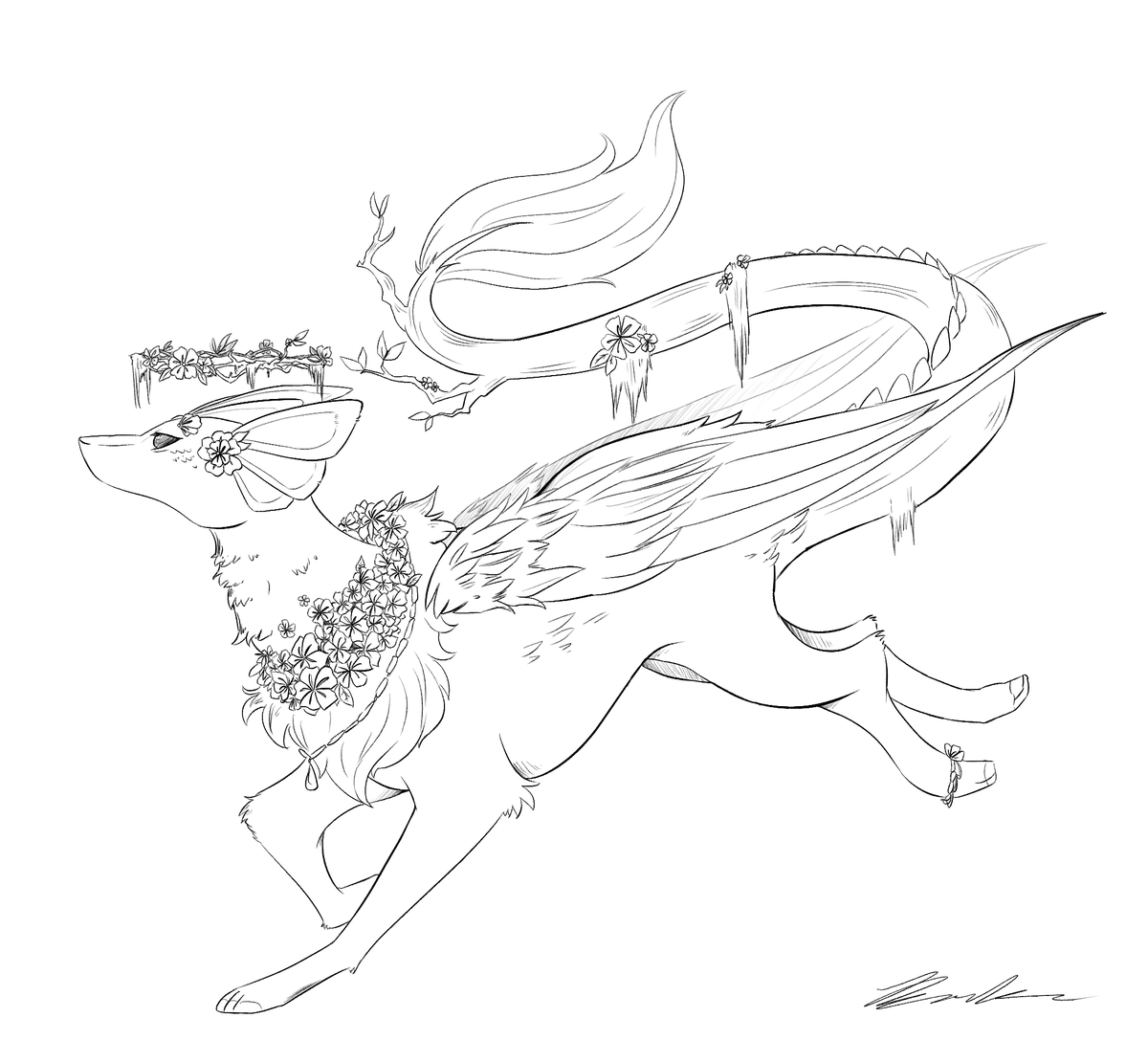 Ordinary_Kasa's tweet photo. An inkwork commission of @121GWJolt 's Floravera (a closed species by @/yamiipon)! Thank you very much for working with me ^_^ https://t.co/ktXHXR43ui