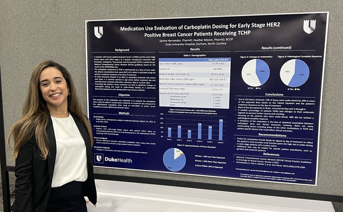 DukeOncRx's tweet photo. Great job by our oncology pharmacy residents presenting their projects at the Vizient meeting! 🎉👏@HernandezSavine @olivia__white1 @JessicaGoldsby @DukeCancer @DukeHMCT @dukerxresidency https://t.co/GLH7PiK2pD