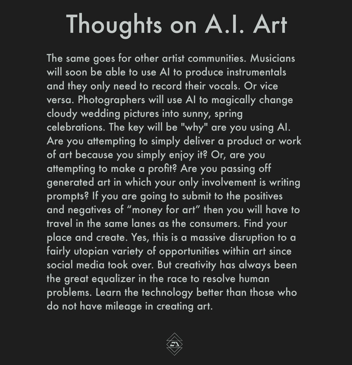 OD_Creations_'s tweet photo. Thoughts on A.I. Art #AIart #aiartcommunity https://t.co/DVMDzMrRZn