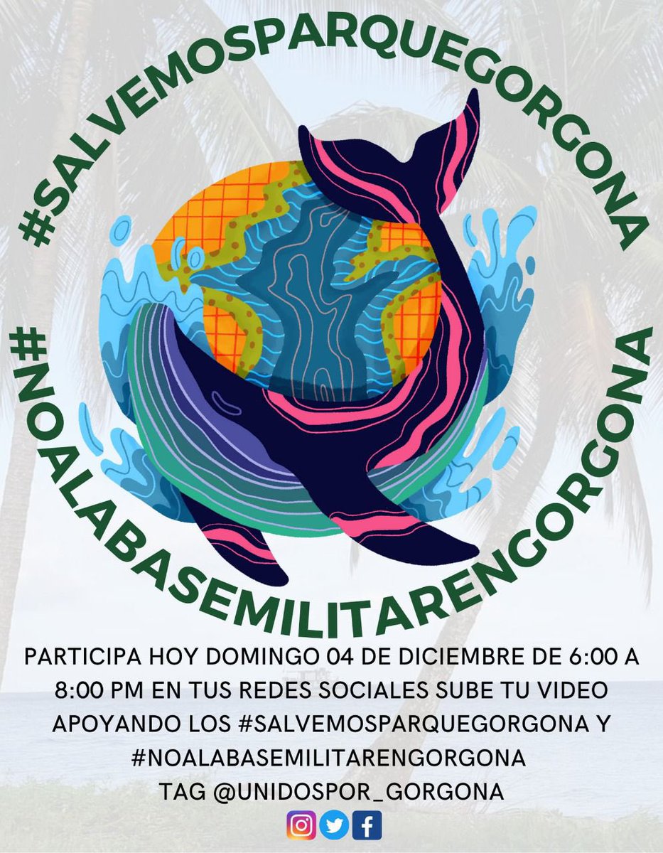 Gorgona en un patrimonio de nuestra biodiversidad amenazada por la decisión sostenida por Petro de instalar una base militar gringa. Un atentado al ambiente y la soberanía nacional.
#SalvemosParqueGorgona #NoaLaBaseMilitarEnGorgona