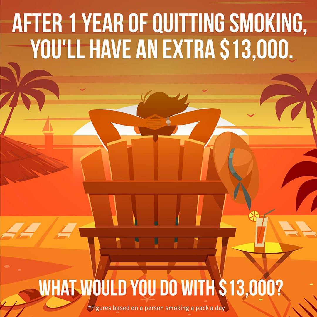qldhealth's tweet photo. Smoking a pack of 25 cigarettes a day for 1 year could cost you $13,000. 😮

Not only does smoking cost a lot, it impacts your health. 

For free support on your quitting journey, call Quitline on 13 78 48. ❤️

#quitsmoking https://t.co/9agJc0qZSN