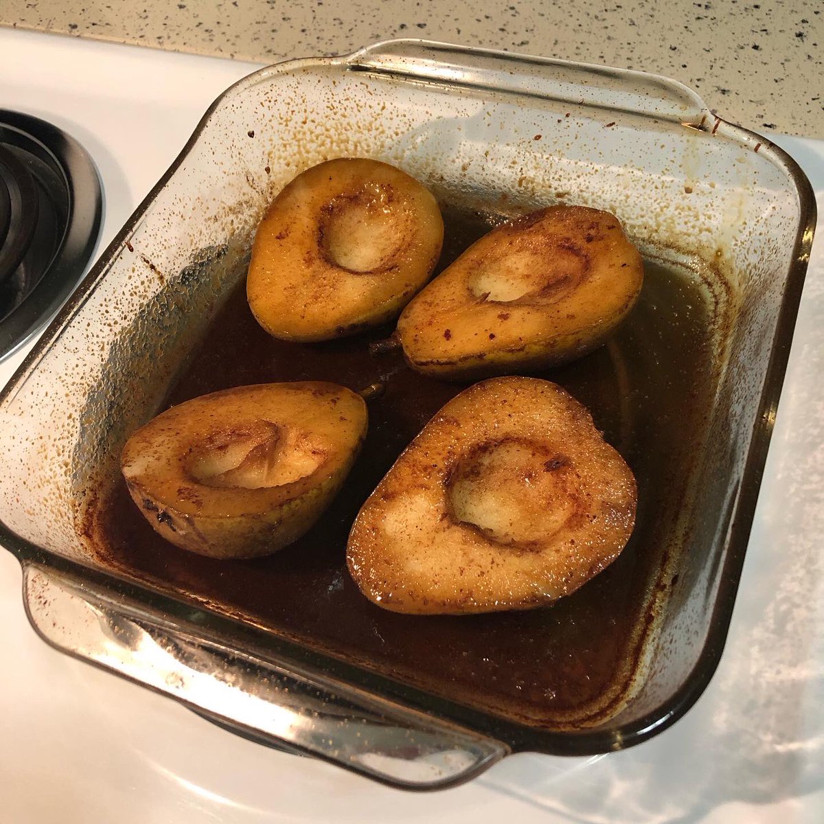 After40Fit's tweet photo. Baked Pears topped with Vanilla Ice Cream 🍨 Deliciousness 😋 such a great dessert! 

#mealprep #eatclean #dessert #holidays #healthychoices #foodporn #foodgasm #goals #motivation #fitlife #fit #health #beautiful #life #inspire #healthy https://t.co/h7dKUi3HUV