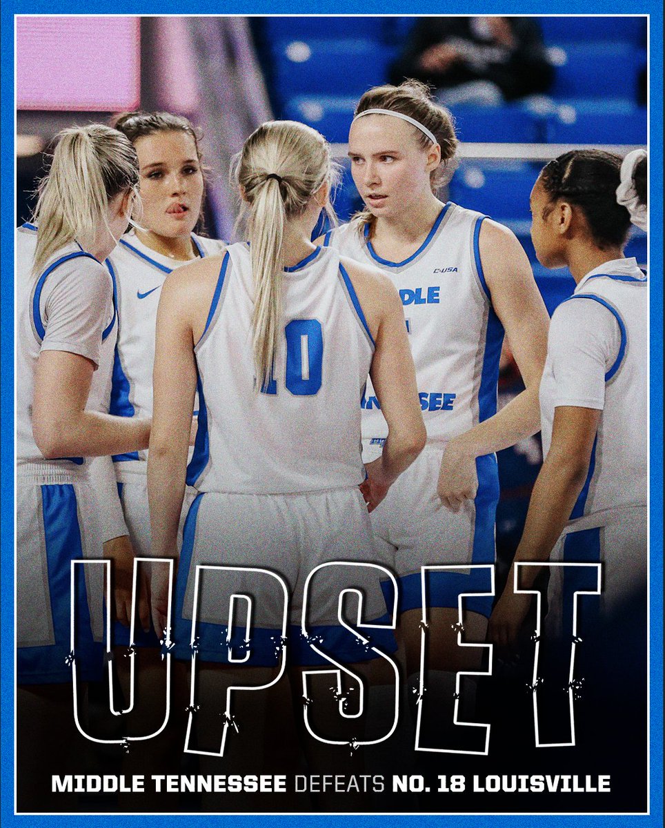 Middle Tennessee pulls off the HUGE win over No. 18 Louisville 😱 

📸 <a href="/MT_WBB/">Middle Tennessee Women's Basketball</a>