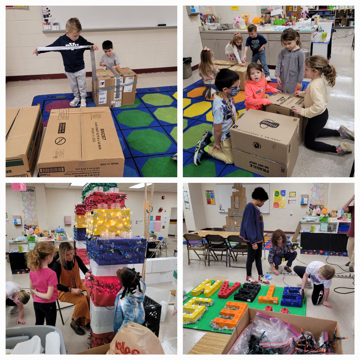 Hub_Sped4's tweet photo. A little look behind the scenes as the Hubbard Family collaborated on the Christmas parade float. #STEAM #HUBfamily https://t.co/X50JjFcuhD