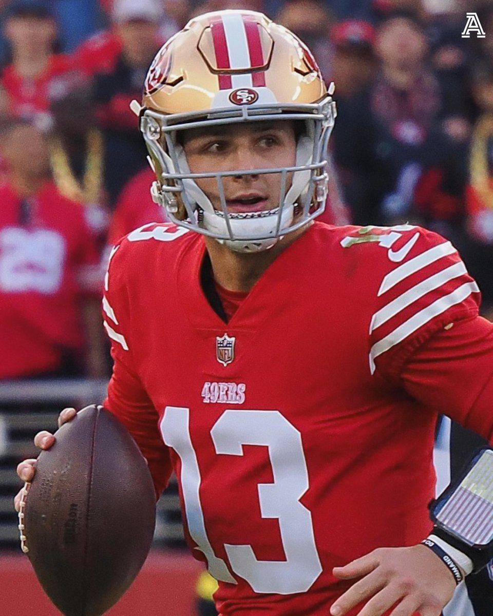 TheAthletic's tweet photo. The 49ers have won five straight games.

Rookie QB Brock Purdy while filling in for an injured Jimmy Garoppolo:

◽️ 25/37
◽️ 210 passing yards
◽️ 2 touchdowns
◽️ 1 interception https://t.co/z40b2sKEnw
