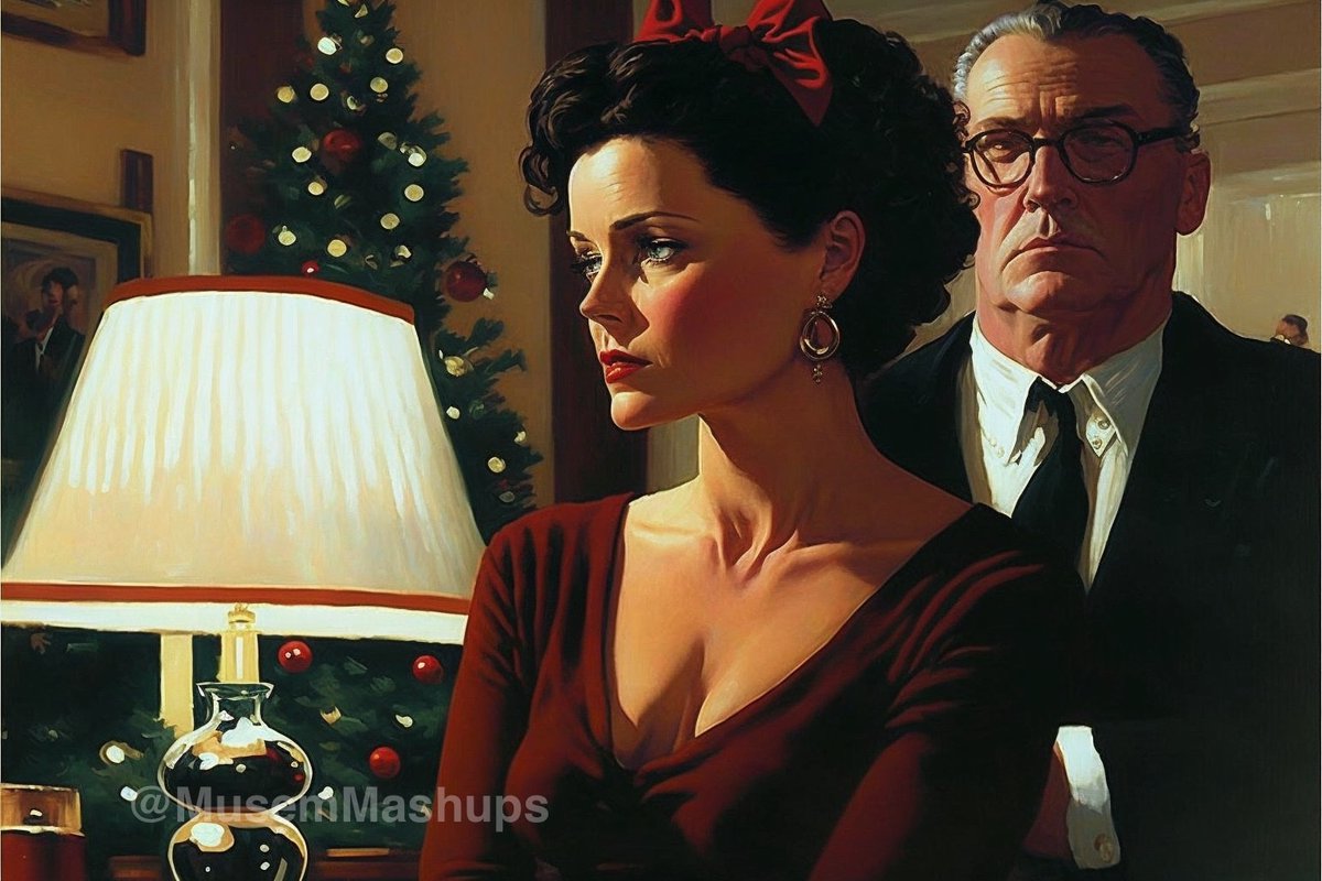 MuseumMashups's tweet photo. Christmas inspired by artist Jack Vettriano. #jackvettriano #vettrianostudio #Christmas #AIart #midjourneyV4 #artistvettriano https://t.co/NPzwmzadyF