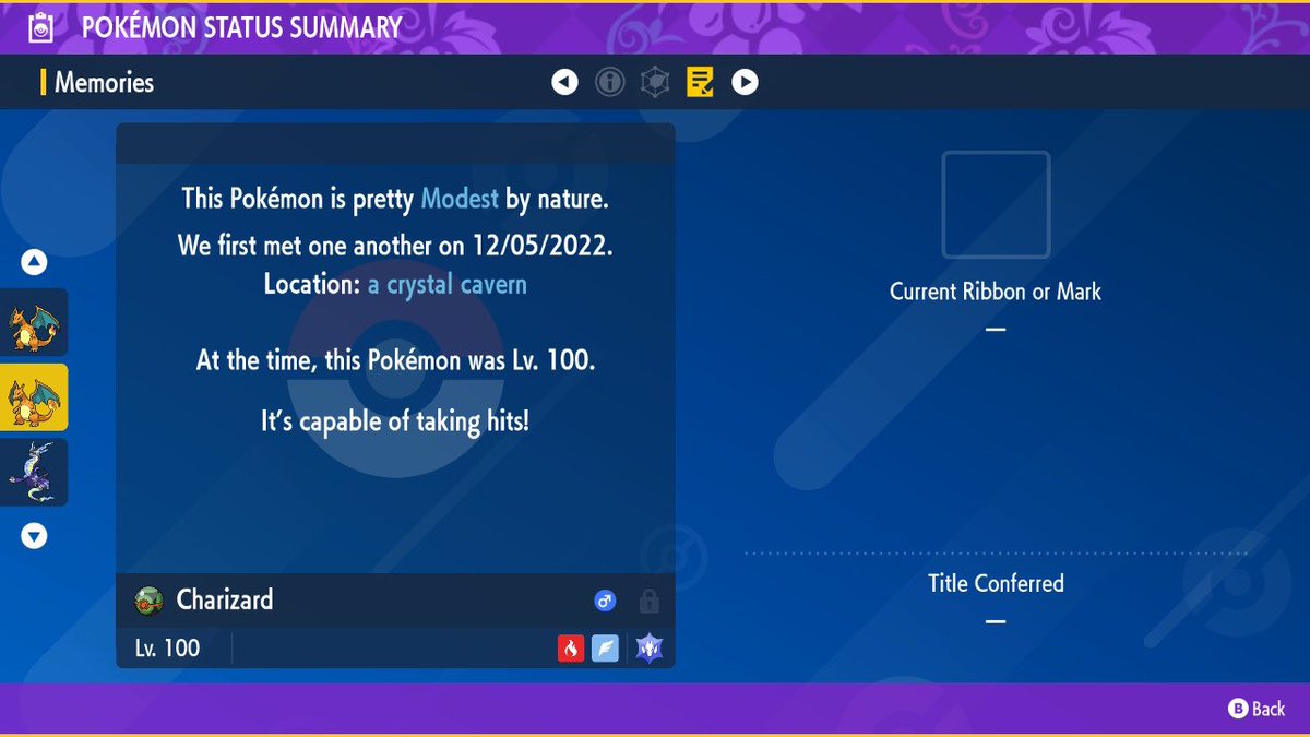 VanillaSoupSG's tweet photo. So I jumped ahead by a day, and I was able to catch 2 DIFFERENT Charizards!? #PokemonScarletViolet #pokemon #charizardraid https://t.co/DWziGGQm72