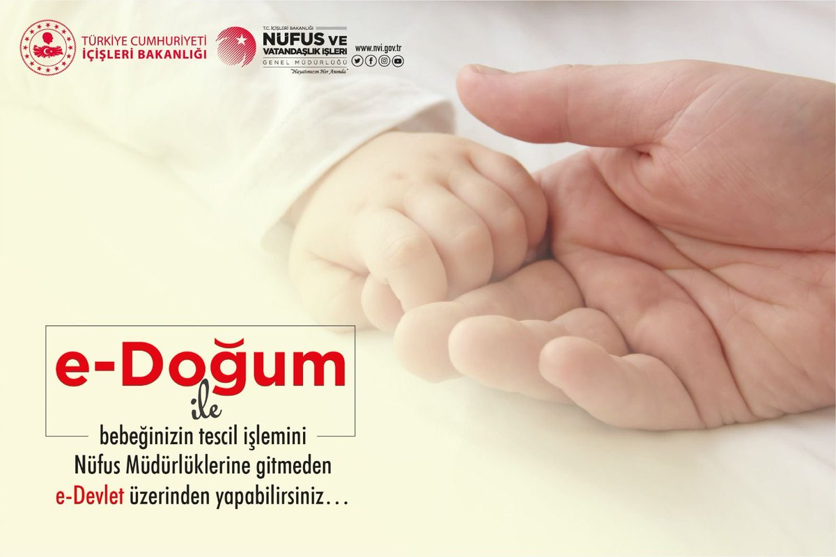 🖥 e-Devlet ile hızlı, güvenli ve kesintisiz hizmet sunuyoruz❗️
<a href="/ekapi/">e-Devlet Kapısı</a>
 
Yeni doğan bebeklerinizin doğum bildirimi başvurusunu e-Devlet üzerinden yapmanız durumunda, bebeğinizin kimlik kartını adresinizde teslim alabilirsiniz.