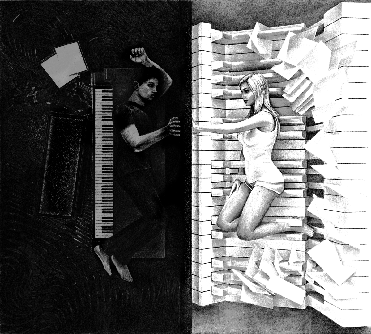 nickgerend's tweet photo. hidden song ~ commissioned #albumart pencil on paper  ✍️ https://t.co/8jMd0Xxmnm
