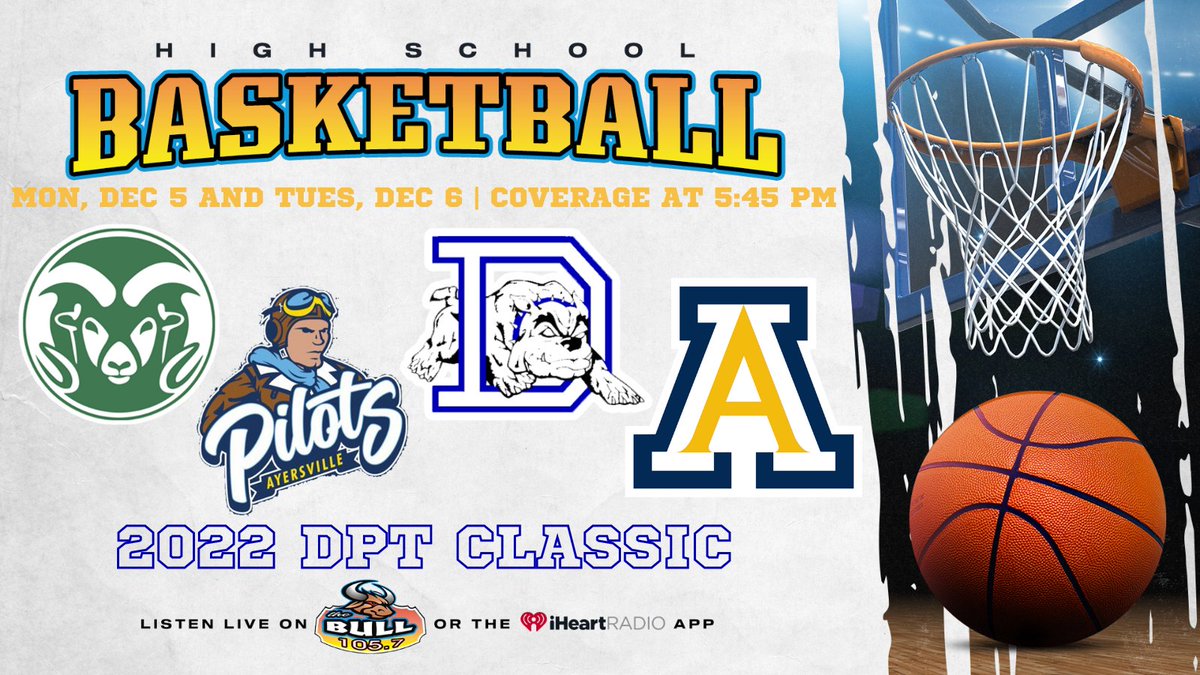 High School Basketball is back on The Bull! The 2022 Defiance Physical Therapy Classic at Defiance High School will feature matchups of Ayersville-Tinora and Defiance-Archbold on Monday with winners and losers playing Tuesday night as well.

Listen here: ihr.fm/1057thebull.