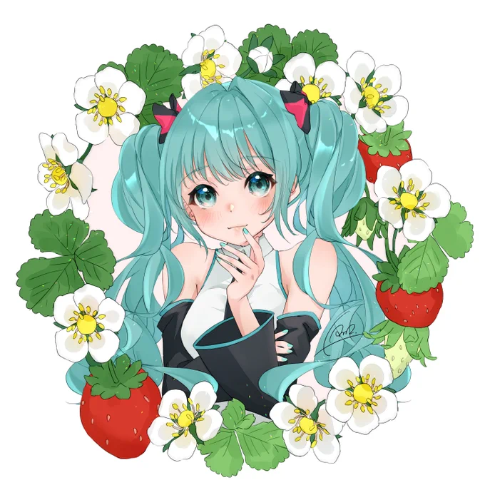 苺#初音ミク#イラスト 