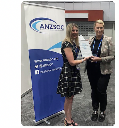 MonashArtsGR's tweet photo. Many congratulations to Kathleen de Rooy @Monash_Arts @MonashCrim grad researcher on winning the @anzoc Criminology postgrad award: pictured here with a beaming @AsherFlynn
#ArtsGrad Research
Recognition of the great work being done. https://t.co/uFBTovEcWb