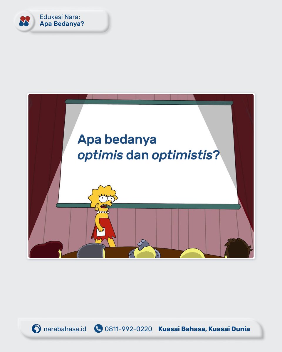 narabahasa's tweet photo. Selamat Senin, Kerabat Nara! Mari, jalani hari ini dengan optimistis. Hapus sisa tangis dan tunjukkan senyum termanis. π
#apabedanya #optimis #optimistis #narabahasa https://t.co/dfuiGsCFU9