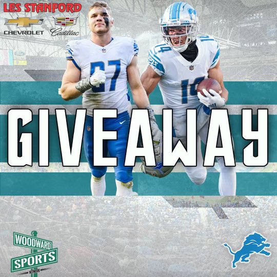 woodwardsports's tweet image. 🚨 Detroit Lions Giveaway🚨

We are giving ONE lucky person a chance to win ANY Detroit Lions Jersey they want. Here’s how to enter:

- Retweet this tweet 
- Follow @WoodwardSports

*Winner will be selected Tuesday*