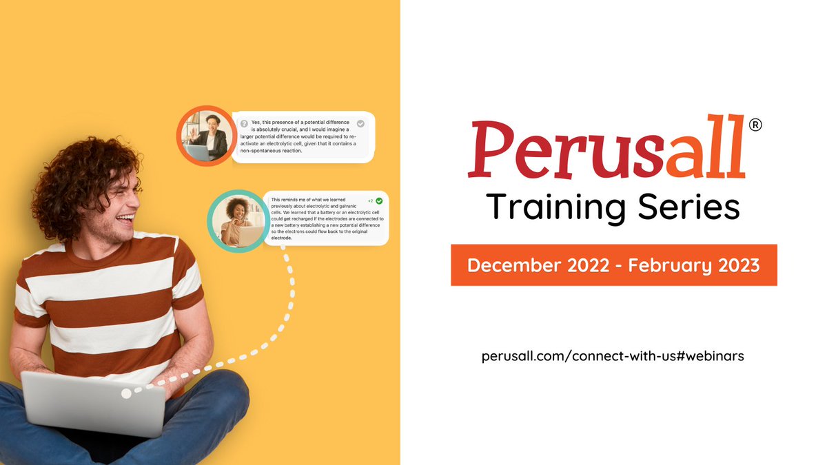 perusall's tweet photo. Early bird gets the worm! Our #Perusall Training Series is back!

Join us for Perusall 101, Perusall 102, and Perusall Train the Trainer this December through February. 

Register: https://t.co/L47xDKiaS8 

#HigherEd #TrainingSeries #EdTech #SocialLearning https://t.co/hWEzs1njbY