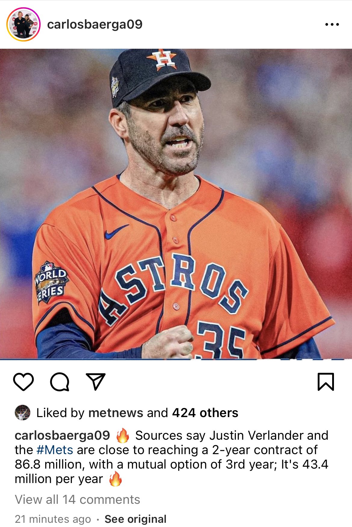 Mathew Brownstein on X: Make of this what you will from Carlos Baerga's  Instagram account. #Mets  / X