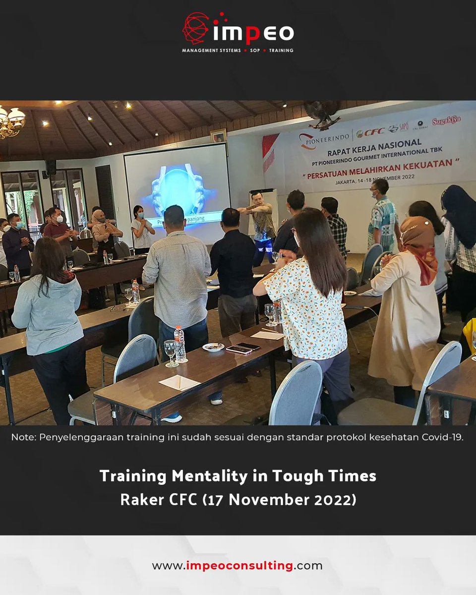 RickyBoenardy's tweet photo. Semangat Pagi⠀⠀
⠀⠀
Training Mentalitas in Tough Time di Raker CFC - 17 November 2022 . Terima kasih kepada para peserta training atas partisipasi dan kerjasamanya selama pelatihan berlangsung.

#impeoconsulting #pembicara #konsultan #training #fototraining #fototrainingimpeo https://t.co/8cFBmg0Xth