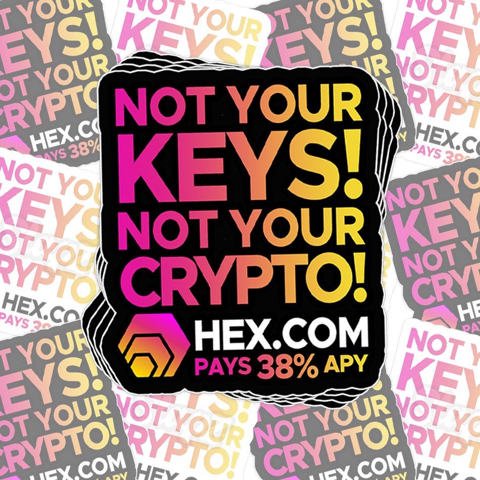 NOT YOUR KEYS! NOT YOUR CRYPTO! HEX STICKERS!
#HEX $HEX #HEXICANS #RichardHeartWasRight 
<a href="/RichardHeartWin/">Richard Heart</a>

55 FREE WITH EVERY ORDER. LIMITED TIME OFFER.
slapz.co.uk/products/hex-n…
