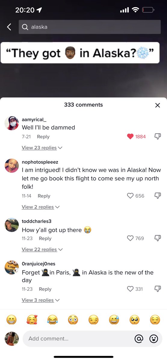 Nissafitt's tweet photo. These comments when people found out there’s black people in Alaska >> 😭😭😭 https://t.co/w3JxQqqdyd