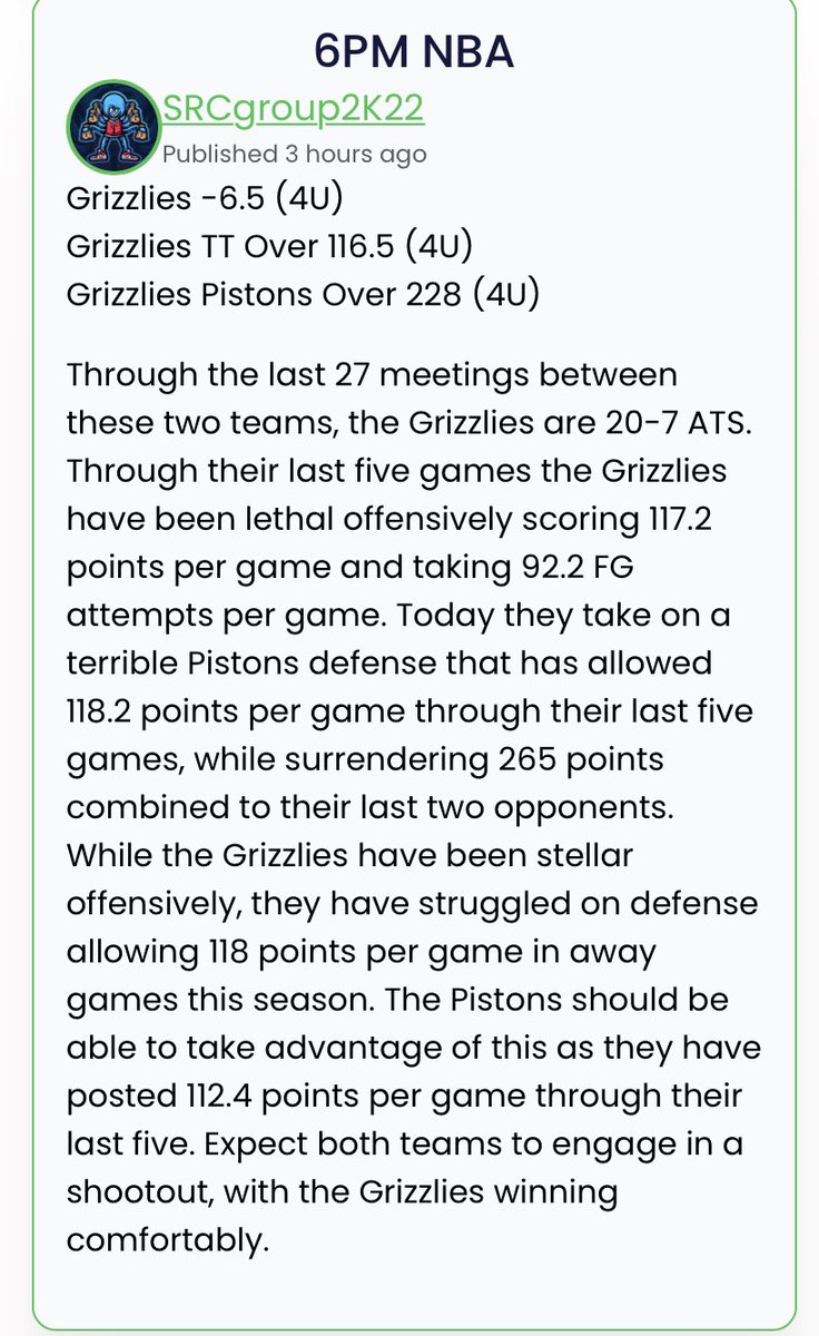 SRCGROUP2K's tweet photo. Tonight’s NBA Free Plays: 4-0
VIP NBA Tonight: 13-0 (100%)
L18 Halftime Live Plays: 15-3 (83%)

To be sent Tues NBA Free Play
- Like and Retweet
- Comment #Betsmarter 
- DM Done 
sent Tues 6PM

Join us at this link for all write-up plays
https://t.co/h7hc64kN5n

#Gamblingtwitter https://t.co/50vZY8b2NJ