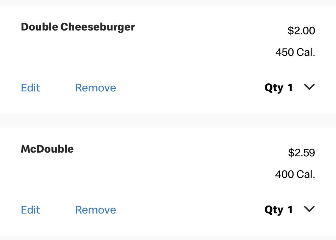 stevejr1128's tweet photo. why is the option with less cheese more money? 🙃 @McDonalds https://t.co/3ZfkP5JuvW