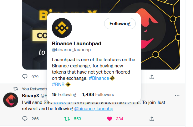 pnmycoin's tweet photo. @BinaryX_BNX @binance_launchp 0x91733228C9987E57da84d60BC03E6c6C7c5E3A03 https://t.co/M9sQZQKwF1