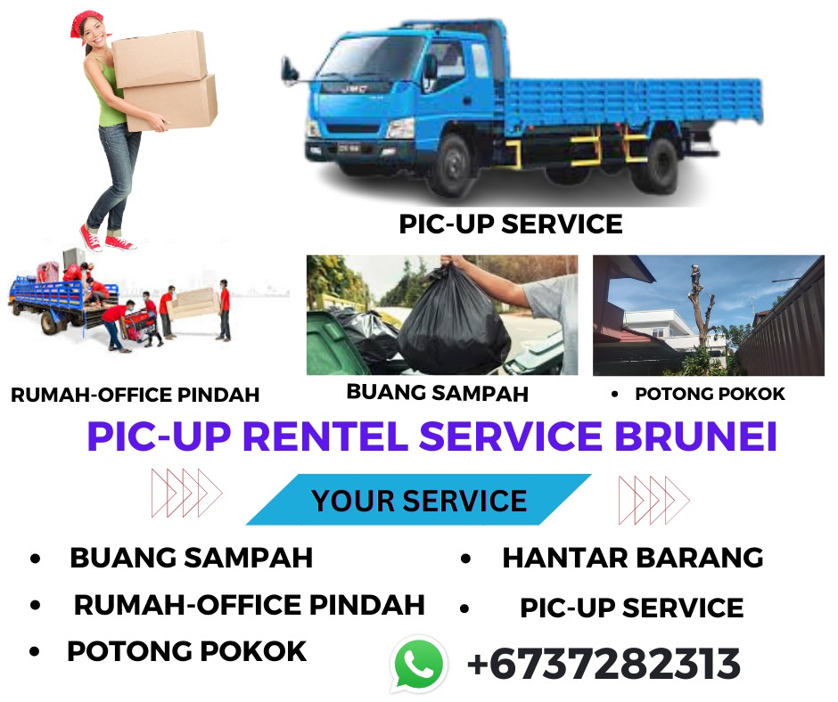 Assalamualaikum boss🙋‍♂
👉Rental pickup Service 
👉pindah rumah
👉potong pokok
👉Buang sampah
💥Than line line works
📲📞whatsapp call:
+673-8657913