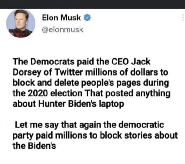 What would the Democrats have done if Trump and the RNC had paid Twitter's CEO, @jack, millions to block anything negative about Republicans right before the 2020 election? @aspen_lindsay @G_In__NYC https://t.co/IMTMcvJFlE
