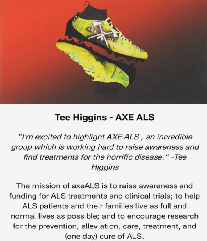 Congrats on TD!
Thx <a href="/teehiggins5/">Tee Higgins⁵</a> for choosing #AxeALS for #MyCauseMyCleats

Eric got #NurOwn trial &amp; it slowed his #ALS paralysis. He needs more. 

⬇️Sign &amp; RT petition asking #FDA to let <a href="/stevens_nation/">axeALSFoundation</a> testify at public hearing.
bit.ly/3gQZaHp

<a href="/BengalsTalk/">BENGALS TALK 🗣</a> <a href="/Bengals/">Cincinnati Bengals</a>