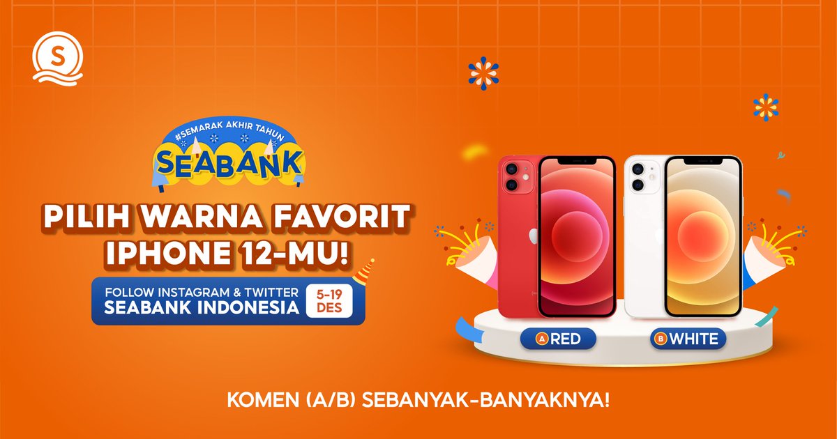 SeaBankID's tweet photo. Mimin mau tau warna favorit IPHONE 12 kalian, spill di REPLY (A/B) SEBANYAK-BANYAKNYA! 🤭 Sama jangan lupa FOLLOW IG SeaBank https://t.co/5sxrPZVhvs dan ramein kalo kamu mau nikmatin berbagai KEUNTUNGAN dari SeaBank! #LebihUntungdiSeaBank #SeaBankID https://t.co/aXPJ25jpzW