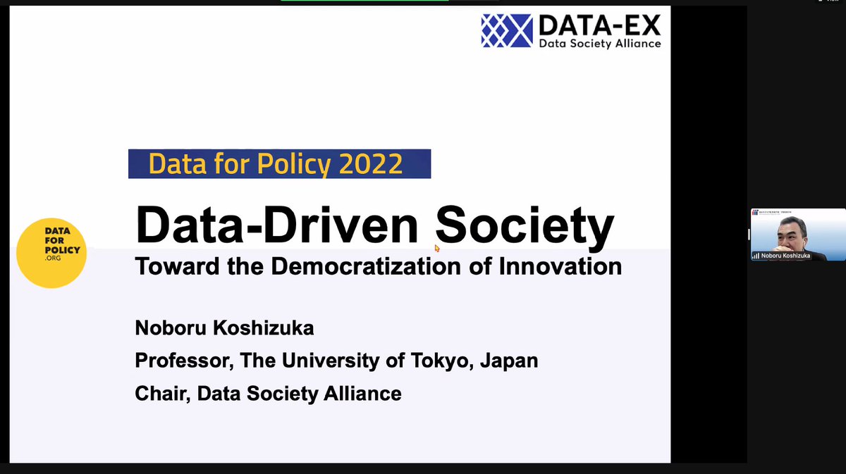 STSEmilyG's tweet image. Opening keynote lecture of #dataforpolicy2022 by Prof Koshizuka is underway - great to see the three-region conference well and truly launched by @yarime