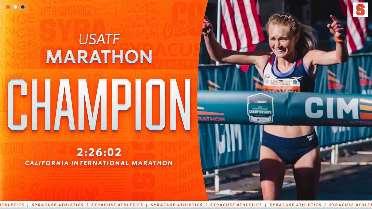 U.S. Champion! 🥇

<a href="/PaigeStoner11/">Paige Wood</a> wins the <a href="/usatf/">USATF</a> Marathon Championships!

Fellow Orange alum Maegan Krifchin took seventh. 

Another great day to be 🍊