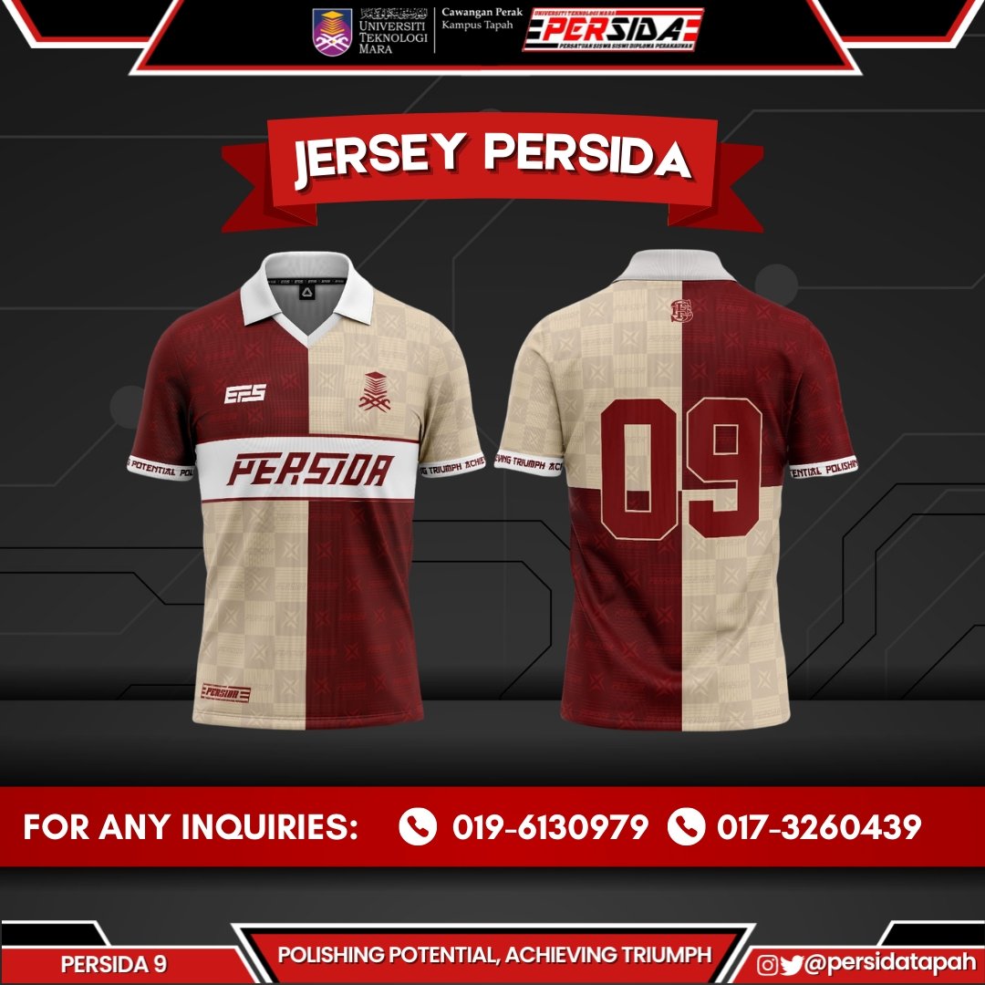 persidatapah's tweet photo. 📌 PEMBELIAN JERSEY PERSIDA📌

We would like to announce that PERSIDA is launching a brand new Jersey starting today!

Pembelian ini akan dibuka kepada SEMUA mahasiswa UiTM Tapah dan luar UiTM! https://t.co/dQUd3Pn8Xv
