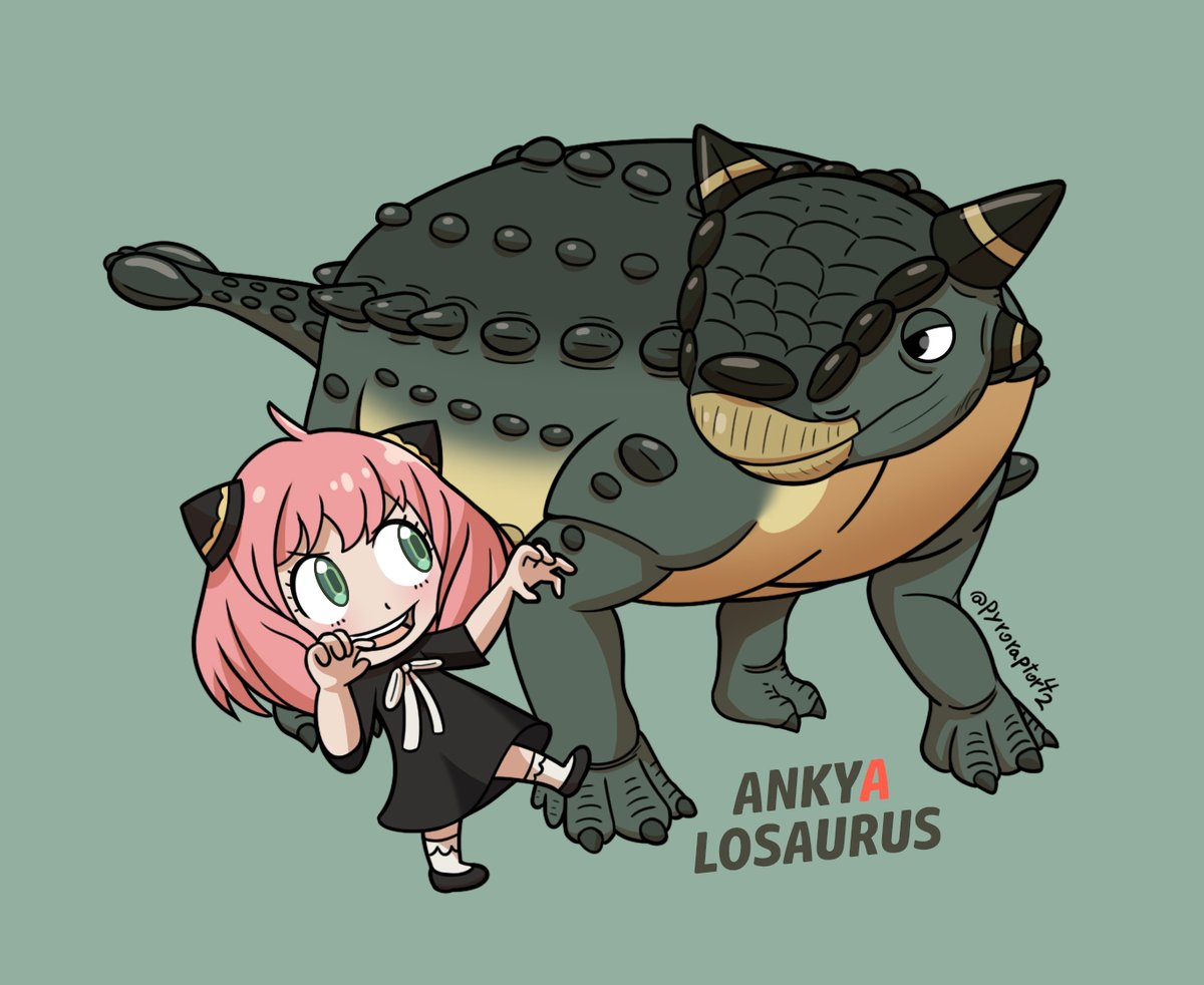 Rawr! Anya has a new prehistoric friend! The #Ankylosaurus, or shall we say  Ankya Saurus? What will Mr. Forger say! #SPYxFamily #AnyaForger #Dinosaurs  #Dinovember, image size:1200x982