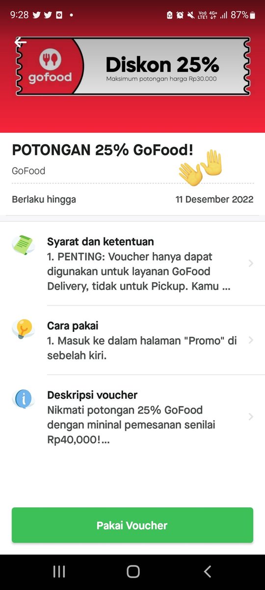 malloryjnrr's tweet photo. wts voucher gofood disc 25% minbel 40k
✅️ada saldo 100k+
✅️gofood+ (g+)
❌️combo voc resto
dm, bole cek harga langsung kirim menu+alamat gausa tanya lg☺️🥰
#zonaba #wtb #wts #zonauang #zonajajan https://t.co/t3fM4inNBH